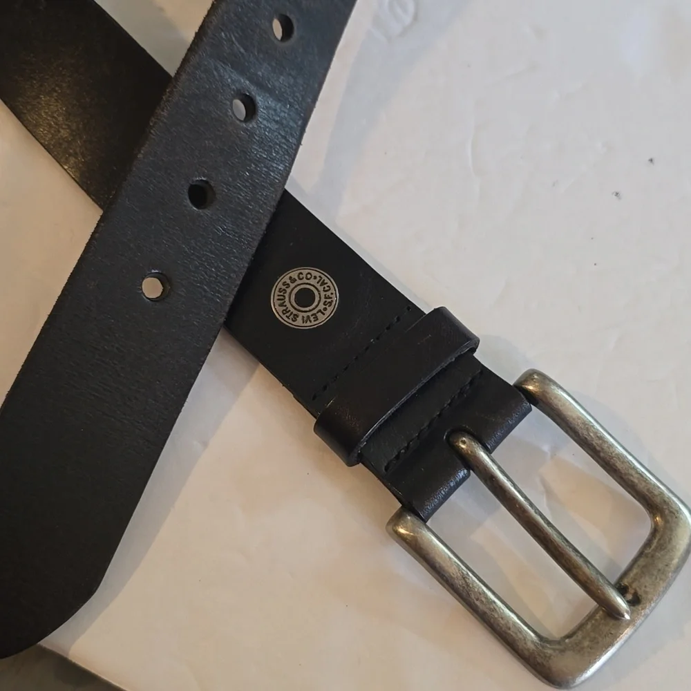 Levi's| Mens Black Leather Belt Silver Square Buckle Dress Office Sz.L/XL